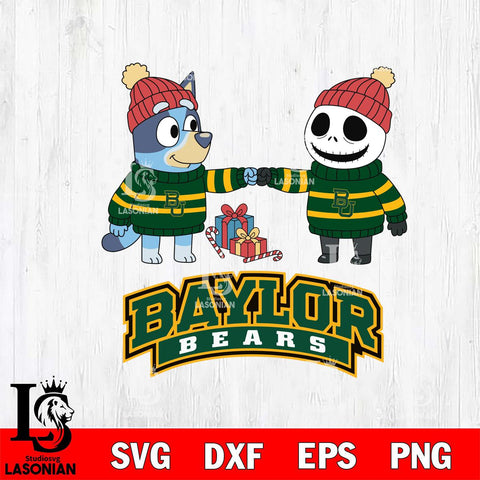 Baylor Bears Bluey With Jack Skellington Christmas File Cut, NCAA SVG DXF EPS PNG FILE, Digital Download,Instant Download, Silhouette