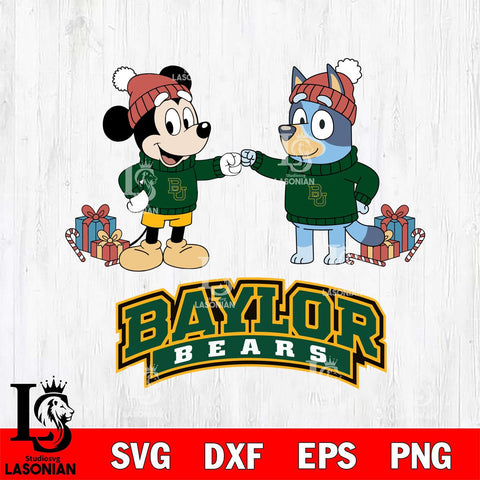 Baylor Bears Bluey With Mickey Christmas File Cut, NCAA SVG DXF EPS PNG FILE, Digital Download,Instant Download, Silhouette
