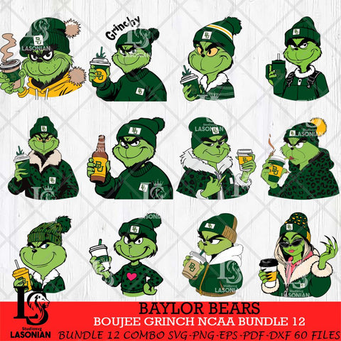 Baylor Bears Boujee Grinch NCAA Bundle 12 SVG Eps Dxf Png File, Digital Download, Instant Download