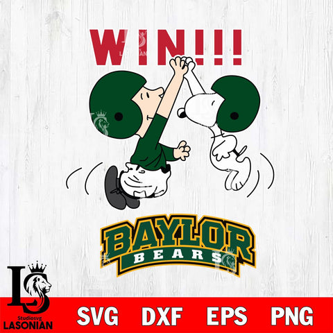 Baylor Bears Charlie Brown and Snoopy Win Svg Eps Dxf Png File, NCAA svg , Digital Download , Instant Download, Cricut File