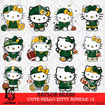 Baylor Bears Cute Hello Kitty Bundle 12 SVG Eps Dxf Png File, NCAA Bundle svg, Digital Download, Instant Download