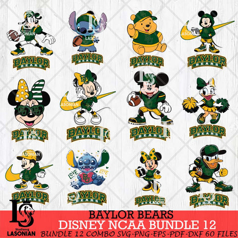 Baylor Bears Disney NCAA Bundle Svg PNG 12 Svg Eps Dxf Png File, Digital Download