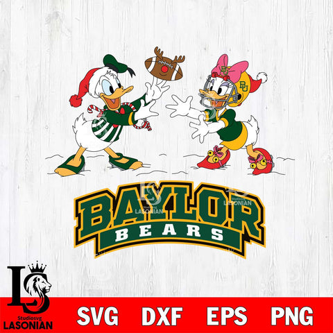 Baylor Bears Donald Duck & Daisy Duck Football Cricut,Christmas SVG DXF EPS PNG FILE, NCAA Digital Download,Instant Download, Silhouette