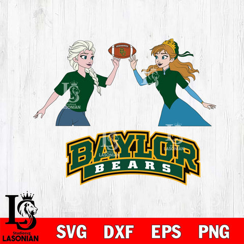 Baylor Bears Elsa & Anna Football Cricut,Christmas SVG DXF EPS PNG FILE, NCAA Digital Download,Instant Download, Silhouette