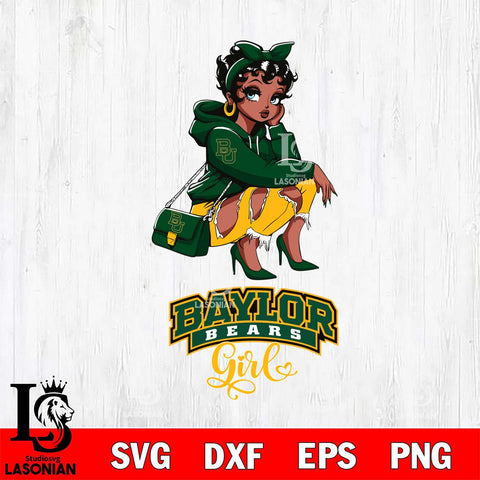 Baylor Bears Fashion Black Fan Girl Betty Boop, Svg Eps Dxf Png File, Digital Download