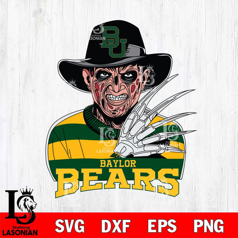 Baylor Bears Freddy Krueger Horror Halloween Svg Eps Dxf Png File, NCAA svg, Digital Download, Instant Download