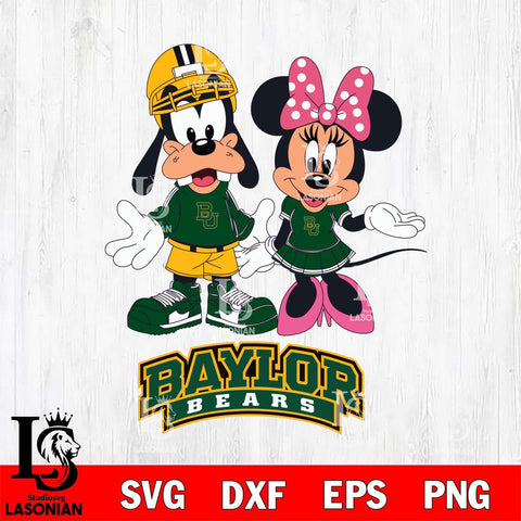 Baylor Bears Goofy and Minnie mouse Football SVG DXF EPS PNG FILE,NCAA svg ,Football Digital Download,Instant Download, Silhouette