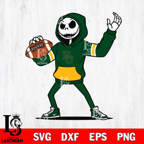 Baylor Bears Jack Skellington Football Christmas File Cut, NCAA SVG DXF EPS PNG FILE, Digital Download , Criucut , Silhouette