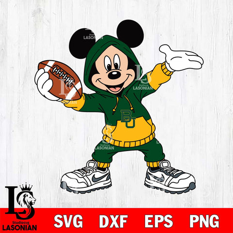 Baylor Bears Mickey Disney Football Christmas File Cut, NCAA SVG DXF EPS PNG FILE, Digital Download , Criucut , Silhouette