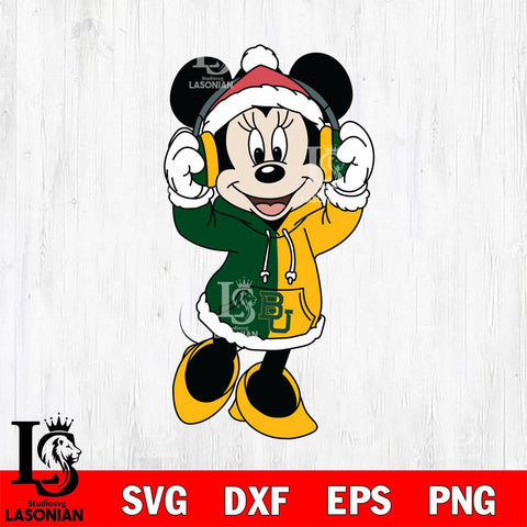 Baylor Bears Minnie Mouse Disney Football Christmas File Cut, NCAA SVG DXF EPS PNG FILE, Digital Download , Criucut , Silhouette
