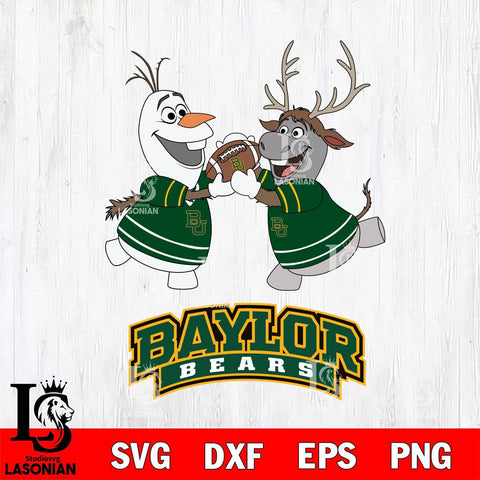 Baylor Bears Olaf & Sven Football Cricut,Christmas SVG DXF EPS PNG FILE, NCAA Digital Download,Instant Download, Silhouette