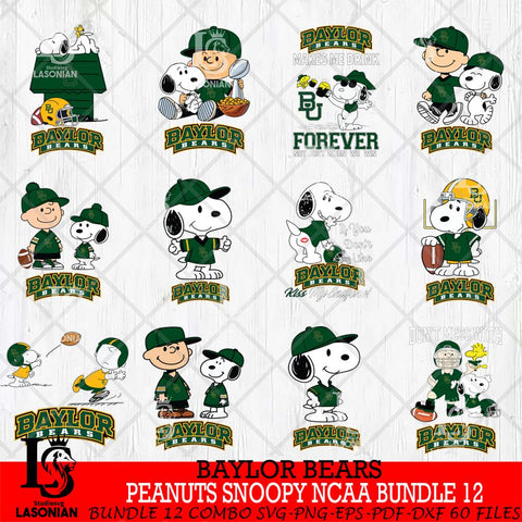 Baylor Bears Peanuts Snoopy Player NCAA Bundle 12 SVG DXF EPS PNG FILE,Snoopy File Cut, bundle NCAA Digital Download,Instant Download, Silhouette