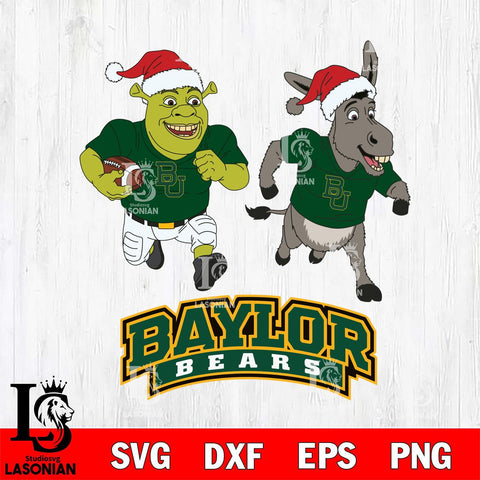 Baylor Bears Shrek and Donkey Football Cricut,Christmas SVG DXF EPS PNG FILE, NCAA Digital Download,Instant Download, Silhouette