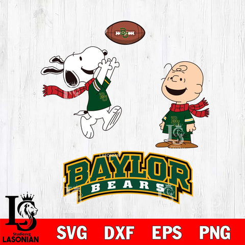 Baylor Bears Snoopy & Charlie Brown Football Cricut,Christmas SVG DXF EPS PNG FILE, NCAA Digital Download,Instant Download, Silhouette
