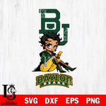 Baylor Bears Style Black Fan Girl Betty Boop, Svg Eps Dxf Png File, Digital Download
