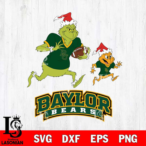 Baylor Bears The Grinch & Max Football Cricut,Christmas SVG DXF EPS PNG FILE, NCAA Digital Download,Instant Download, Silhouette