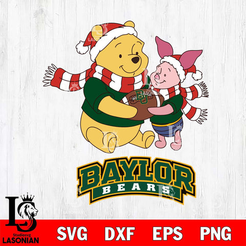 Baylor Bears Winnie the Pooh & Piglet Football Cricut,Christmas SVG DXF EPS PNG FILE, NCAA Digital Download,Instant Download, Silhouette