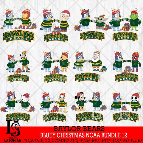 Baylor Bears  Bluey friends christmas NCAA Bundle File Cut,Bundle NCAA SVG DXF EPS PNG FILE, Digital Download,Instant Download, Silhouette