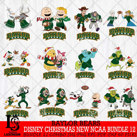 Baylor Bears  Disney Christmas New NCAA Bundle 12 Cricut,Christmas SVG DXF EPS PNG FILE, BUNDLE NCAA Digital Download,Instant Download, Silhouette