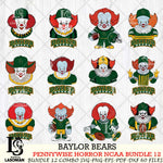 Baylor Bears  Pennywise Horror NCAA Bundle 12 SVG Svg Eps Dxf Png File, Digital Download