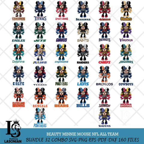 Beauty Minnie Mouse NFL Svg Eps Dxf Png File, Digital Download, Instant Download