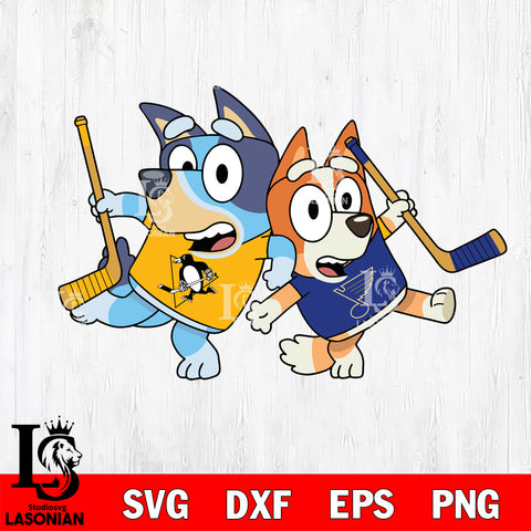 Bluey  Pittsburgh Penguins and Bingo jersey svg dxf eps png file, Digital Download , Instant Download