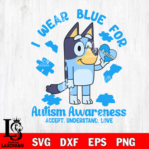 Bluey Autism 3 Svg Eps Dxf Png File, Digital Download, Instant Download