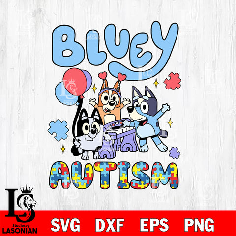 Bluey Autism 5 Svg Eps Dxf Png File, Digital Download, Instant Download