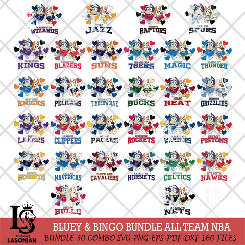 Bluey & Bingo 10 NBA ALL TEAM Svg Eps Dxf Png File, Bundle NBA svg, Digital Download, Instant Download