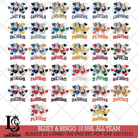 Bluey & Bingo 10 NHL ALL TEAM Svg Eps Dxf Png File, Bundle NHL svg, Digital Download, Instant Download