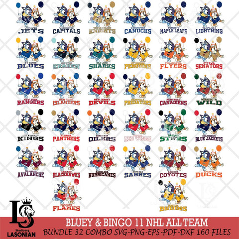 Bluey & Bingo 11 NHL ALL TEAM Svg Eps Dxf Png File, Bundle NHL svg, Digital Download, Instant Download