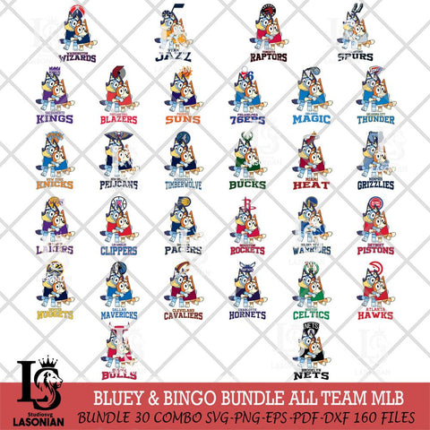 Bluey & Bingo 12 NBA ALL TEAM Svg Eps Dxf Png File, Bundle NBA svg, Digital Download, Instant Download