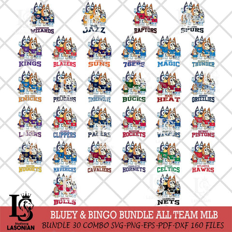 Bluey & Bingo 14 NBA ALL TEAM Svg Eps Dxf Png File, Bundle NBA svg, Digital Download, Instant Download