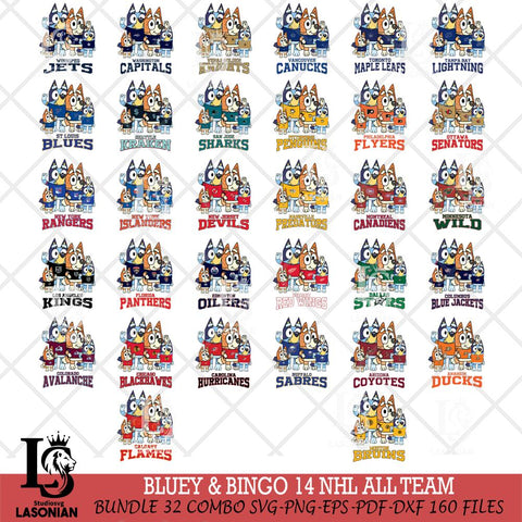 Bluey & Bingo 14 NHL ALL TEAM Svg Eps Dxf Png File, Bundle NHL svg, Digital Download, Instant Download