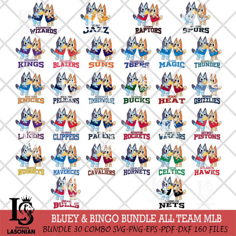 Bluey & Bingo 15 NBA ALL TEAM Svg Eps Dxf Png File, Bundle NBA svg, Digital Download, Instant Download