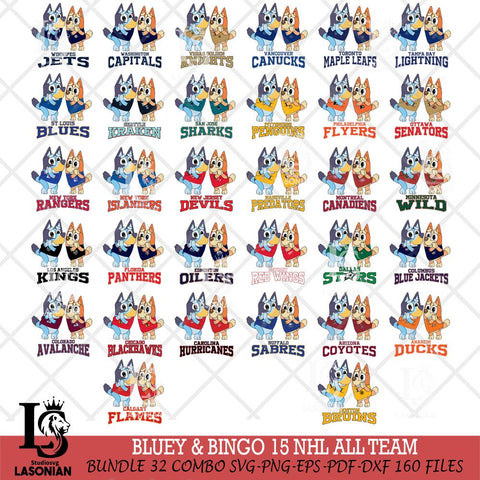 Bluey & Bingo 15 NHL ALL TEAM Svg Eps Dxf Png File, Bundle NHL svg, Digital Download, Instant Download