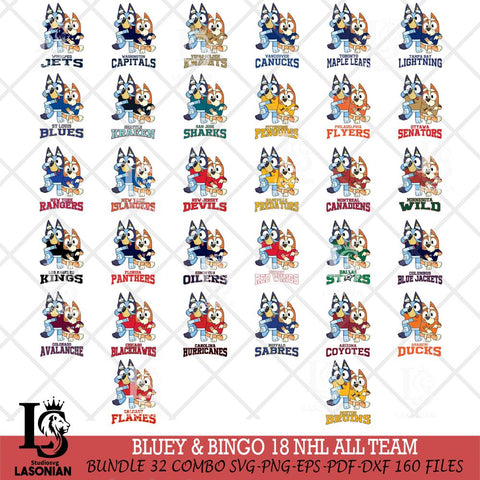 Bluey & Bingo 18 NHL ALL TEAM Svg Eps Dxf Png File, Bundle NHL svg, Digital Download, Instant Download