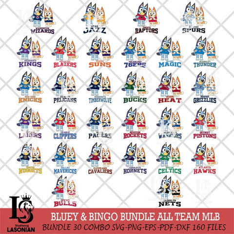 Bluey & Bingo 6 NBA ALL TEAM Svg Eps Dxf Png File, Bundle NBA svg, Digital Download, Instant Download