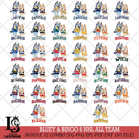 Bluey & Bingo 6 NHL ALL TEAM Svg Eps Dxf Png File, Bundle NHL svg, Digital Download, Instant Download