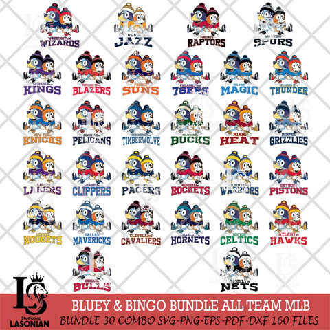 Bluey & Bingo 8 NBA ALL TEAM Svg Eps Dxf Png File, Bundle NBA svg, Digital Download, Instant Download