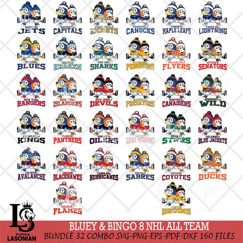 Bluey & Bingo 8 NHL ALL TEAM Svg Eps Dxf Png File, Bundle NHL svg, Digital Download, Instant Download