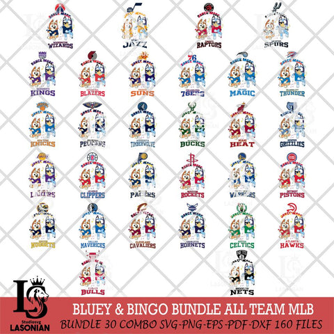 Bluey Bingo NBA ALL TEAM Svg Eps Dxf Png File, Bundle NBA svg, Digital Download, Instant Download