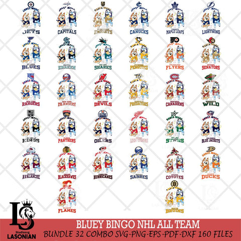 Bluey Bingo NHL ALL TEAM Svg Eps Dxf Png File, Bundle NHL svg, Digital Download, Instant Download