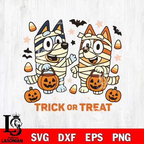 Bluey Bingo Trick or treat SVG DXF EPS PNG FILE,Halloween File Cut, NCAA Digital Download,Instant Download,Christmas Silhouette
