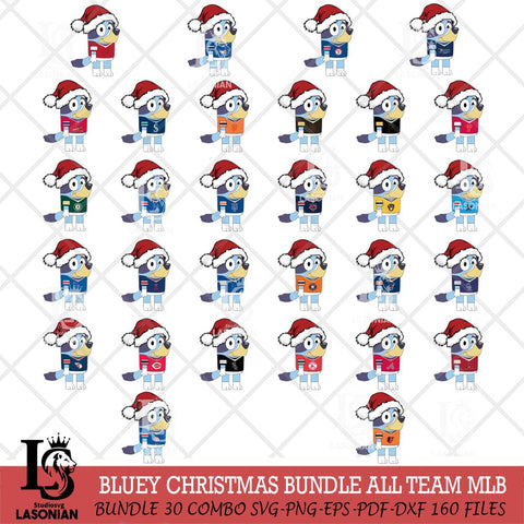Bluey Cartoon Christmas MLB ALL TEAM Svg Eps Dxf Png File, Digital Download, Instant Download