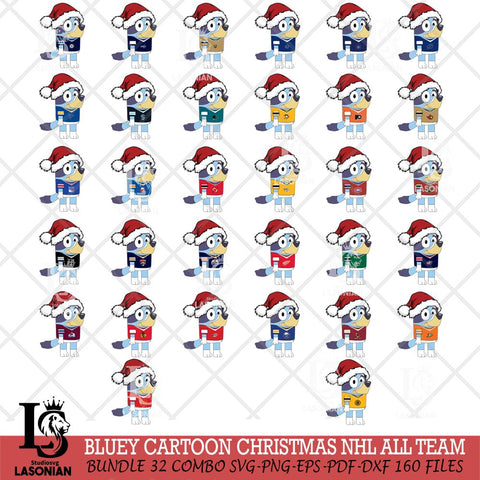 Bluey Cartoon Christmas NHL ALL TEAM Svg Eps Dxf Png File, Digital Download, Instant Download