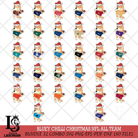 Bluey Chilli Christmas NFL ALL TEAM Svg Eps Dxf Png File, Digital Download, Instant Download