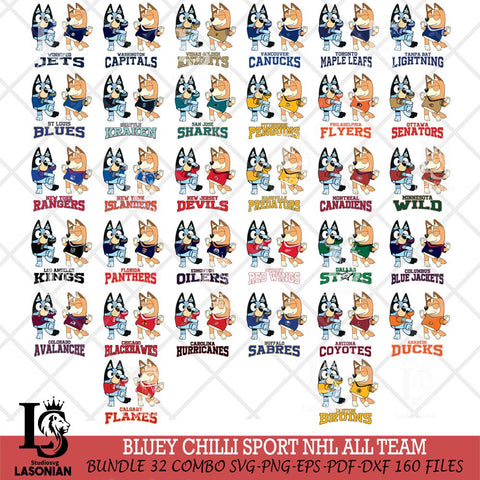 Bluey Chilli Sport NHL ALL TEAM Svg Eps Dxf Png File, Digital Download, Instant Download
