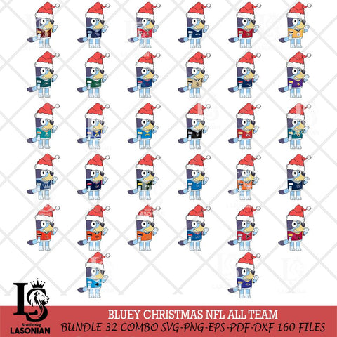Bluey Christmas NFL ALL TEAM Svg Eps Dxf Png File, Digital Download, Instant Download