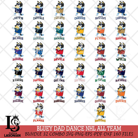 Bluey Dad Dance NHL ALL TEAM Svg Eps Dxf Png File, Digital Download, Instant Download
